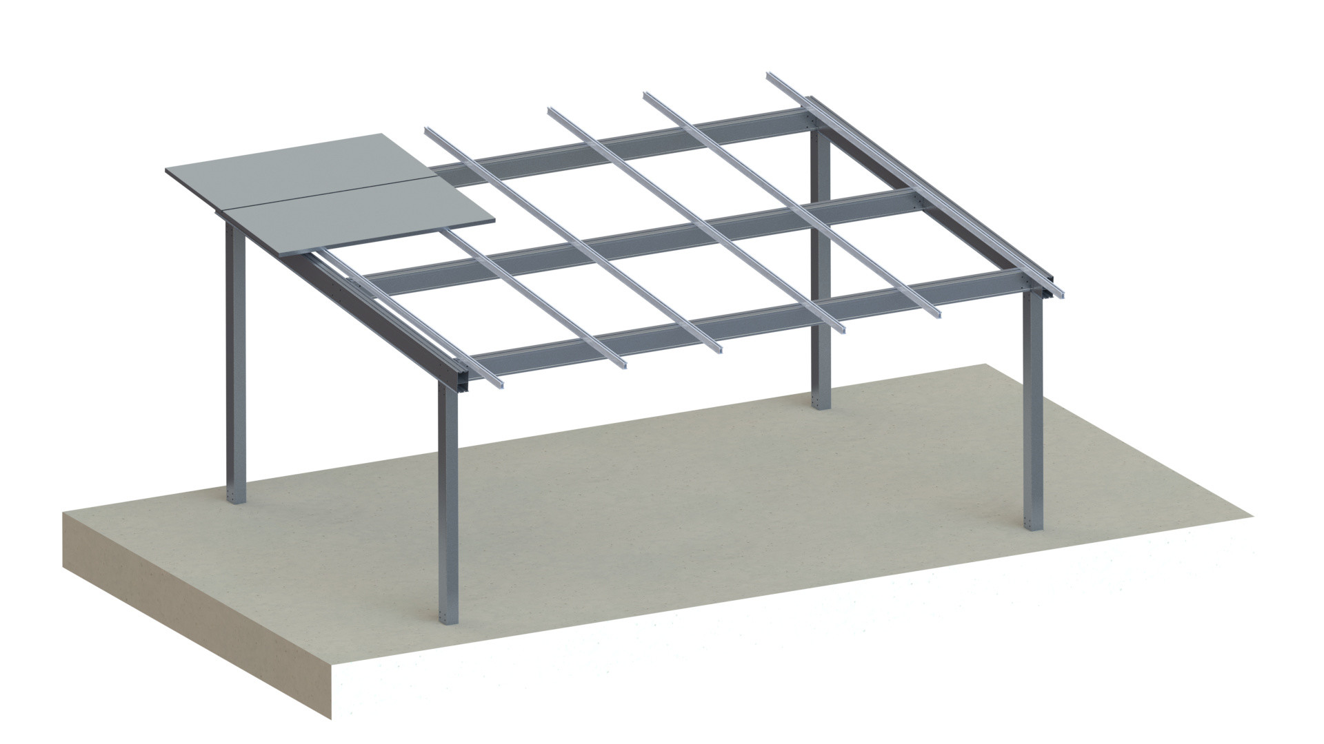 4 Column Photovoltaic Solar Panel Carport Aluminum Parking Lot System