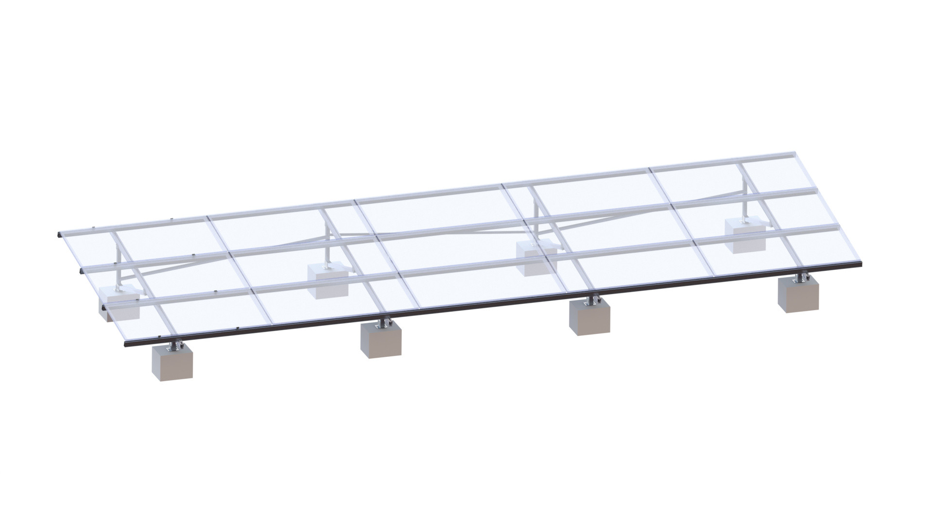 3 Column High Grade Aluminium Structure For Solar Panels Frameless ...